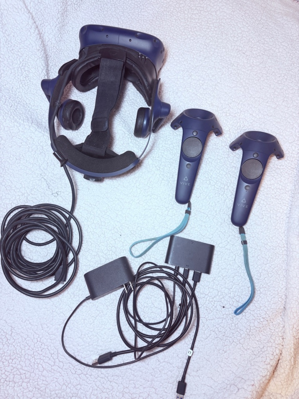 HTC Vive VR Headset with Blue Controllers
